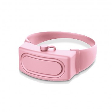Silikonska zapestnica s posodico "Squeezy" za priročno razkuževanje - roza
