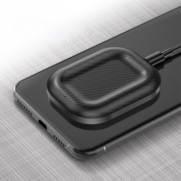Brezžična QI polnilna postaja "Carbon Groove" z FOD zaščito za AirPods in mobilne naprave - črna