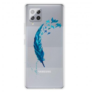 TPU gel ovitek "Blue Feather" za Samsung Galaxy A42 5G