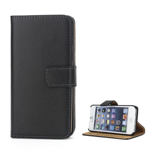 Eleganten etui za iPhone SE / 5 / 5S iz umetnega usnja - črn