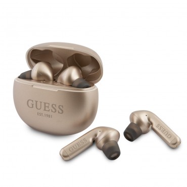 Earbuds brezžične Bluetooth slušalke Guess "Dynasty" s prenosno polnilno postajo - zlate barve