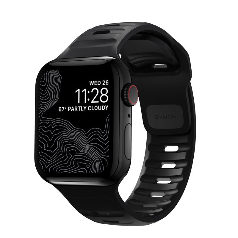 Premium eleganten pas Nomad "Sport strap" za Apple Watch Series 4 / 5 / SE / 6 44mm in Apple Watch Series 1 / 2 / 3 42mm - črn