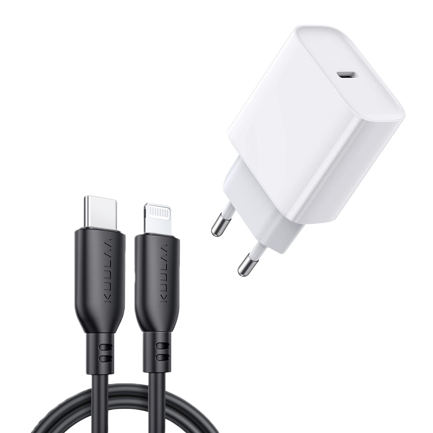 Apple Starter Pack s stenskim adapterjem z USB-C vhodom in USB-C v Lightning kablom