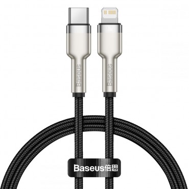 USB-C v Lightning pleten kabel Baseus "Cafule Metal" s polnjenjem PD 20W - 25cm - črn