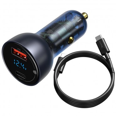 Avtopolnilec Baseus "inAuto" s QC4.0 in PD3.0 izhodoma ter priloženim USB-C kablom 5A - siv Avtopolnilec Baseus "inAuto" s QC4.0 in PD3.0 izhodoma ter priloženim USB-C kablom 5A - siv