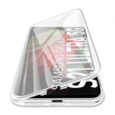 Magnetni Full-body ovitek "Stronghold" za Samsung Galaxy S21 Ultra - srebrn