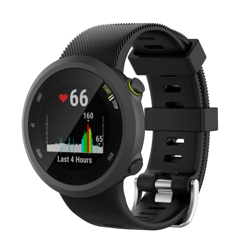Silikonski pas za uro Garmin Swim 2 / Forerunner 45 / Forerunner 45S "Classic" s priborom za menjavo - črn
