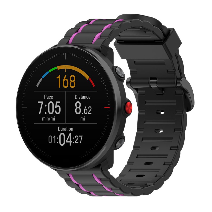Silikonski pas "BiColor" za uro Mobvoi TicWatch Pro 3 / Pro 4 / LTE / GTX / Huawei Watch GT 2e - črno-roza