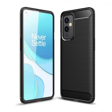 TPU gel ovitek "Brushed Carbon" za OnePlus 9 - črn