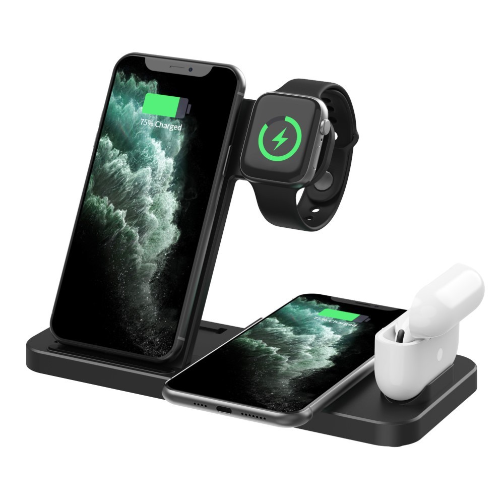 Polnilna postaja 4v1 "Charge Master" za Apple Watch, AirPods slušalke in vse mobilne naprave - črna