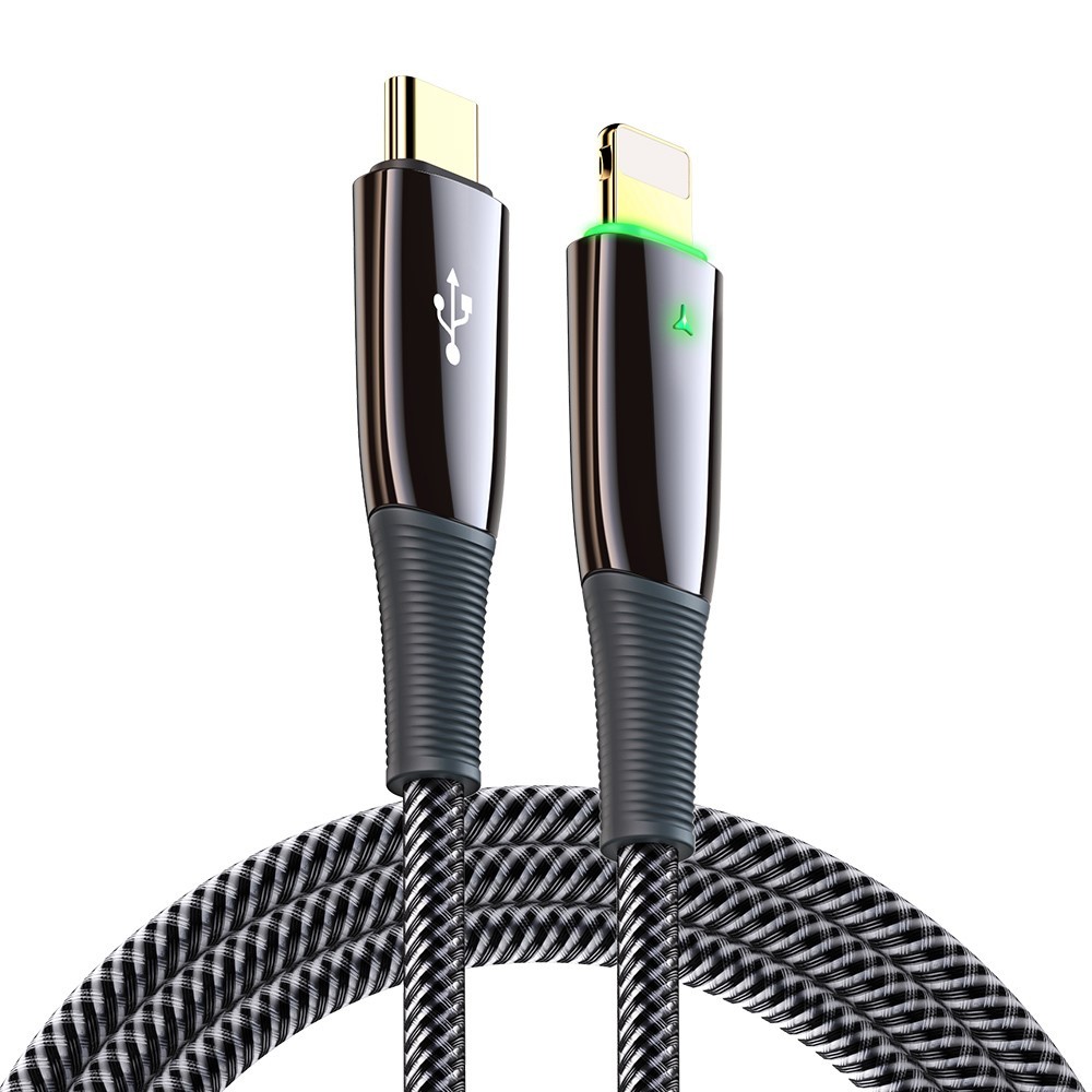 Pleten kabel USB-C v Ligtning "Skin Data" za polnjenje in prenos podatkov - 3m - črn