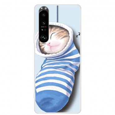 TPU gel ovitek "Sock Kitty" za Sony Xperia 1 III 5G