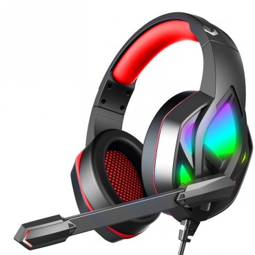 Slušalke "Aurora Gaming" - gaming slušalke z najnovejšo RGB LED osvetljavo in tehnologijo izločanja hrupa - rdeče