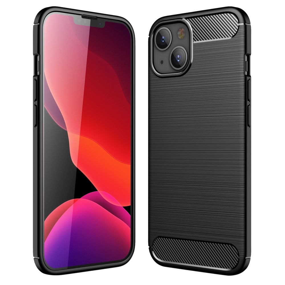 TPU gel ovitek "Brushed Carbon" za iPhone 13 - črn