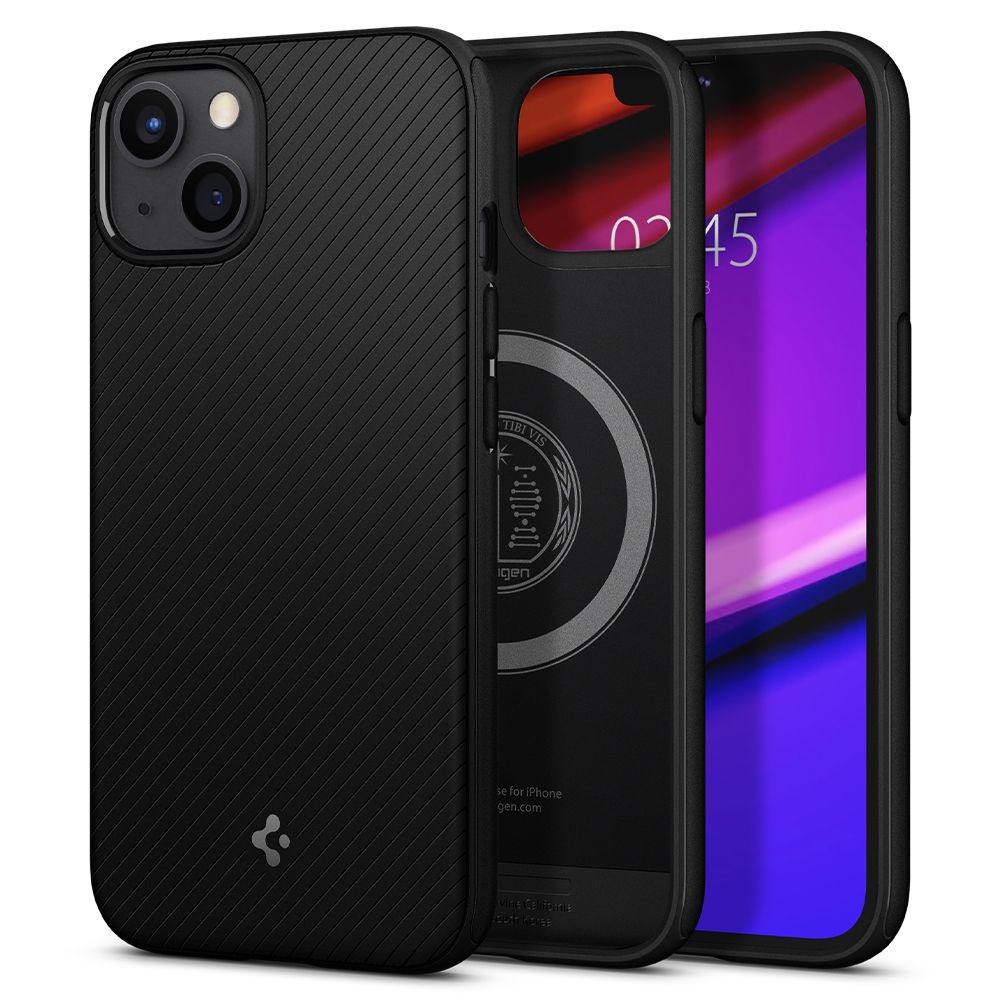 Ovitek Spigen "Mag Armor" z magnetom za brezžično polnjenje za iPhone 13 - matte black