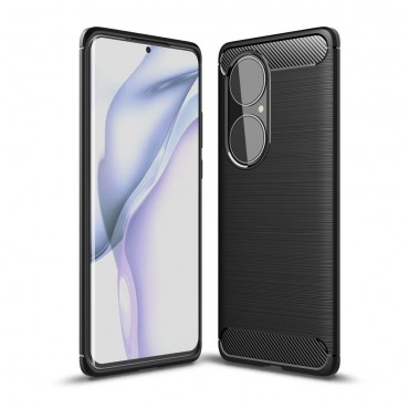 TPU gel ovitek "Brushed Carbon" za Huawei P50 Pro - črn