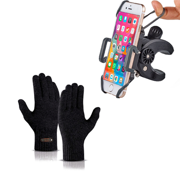 "Zimski biker" paket s touchscreen rokavicami in držalom za kolo