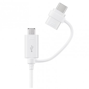 Originalen Samsung USB v USB-C in USB v Micro USB kabel 2v1 EP-DG930DWEGWW - 1.5m - bel Originalen Samsung USB v USB-C in USB v Micro USB kabel 2v1 EP-DG930DWEGWW - 1.5m - bel