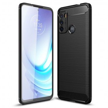 TPU gel ovitek "Brushed Carbon" za Motorola Moto G60 - črn