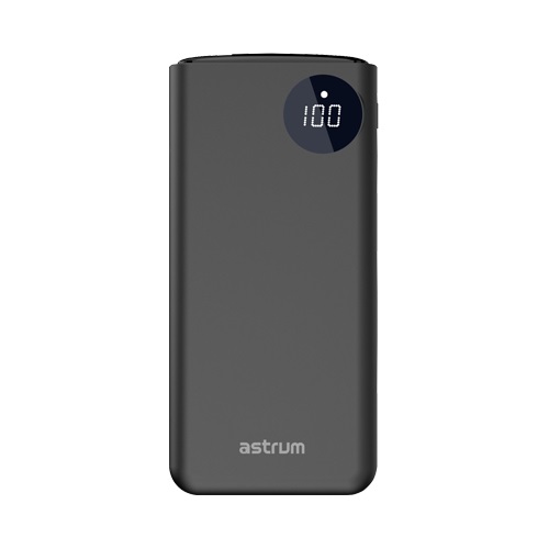 Power bank Astrum "Solaris" - prenosna baterija s hitrim polnjenjem PD 18W in QC 3.0 ter dvema izhodoma - 10000 mAh - črn