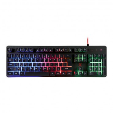 Tipkovnica "Maxlife Gaming X" - ergonomska gaming tipkovnica z ambientalno RGB LED osvetljavo - črna