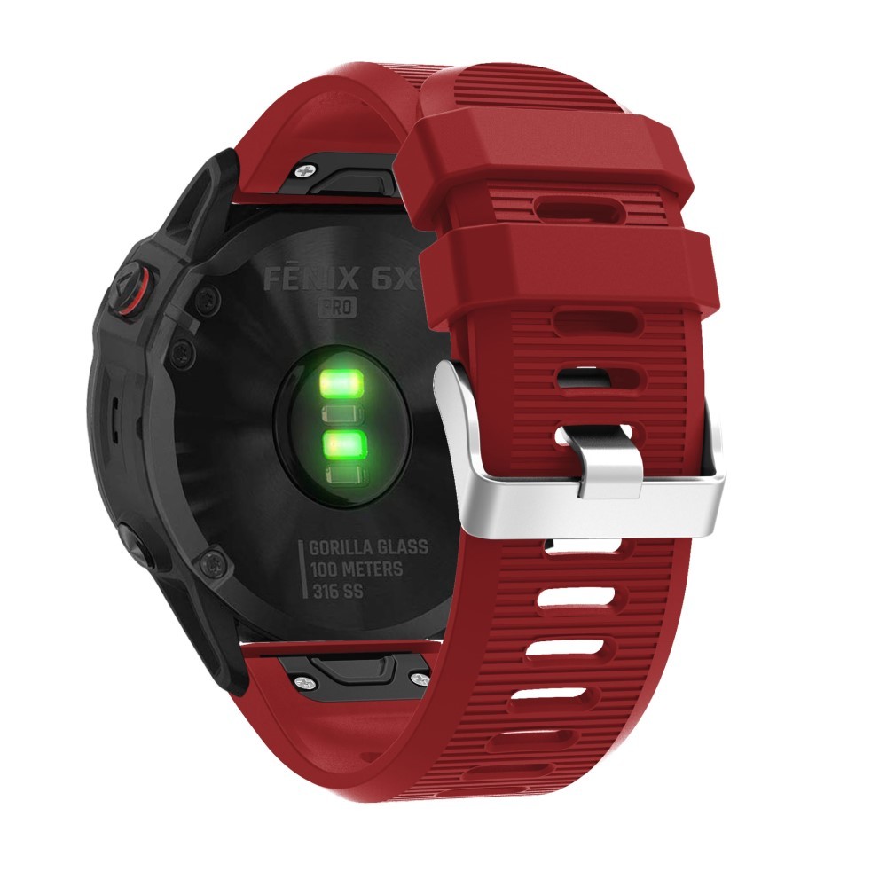 Silikonski pas za uro Garmin Fenix 6X / Fenix 6X Pro (51mm) "Classic" - rdeč