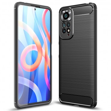 TPU gel ovitek "Brushed Carbon" za Xiaomi Redmi Note 11 / Note 11S - črn