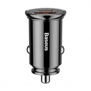 Avtopolnilec Baseus "Circular" s protokoloma hitrega polnjenja USB-C Power Delivery 3.0 in USB-A Quick Charge 4.0 - črn Avtopolnilec Baseus "Circular" s protokoloma hitrega polnjenja USB-C Power Delivery 3.0 in USB-A Quick Charge 4.0 - črn