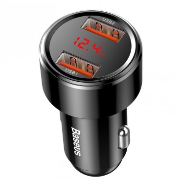 Avtopolnilec Baseus "Magic Car" z dvema izhodoma in protokolom hitrega polnjenja USB Quick Charge 3.0 - črn Avtopolnilec Baseus "Magic Car" z dvema izhodoma in protokolom hitrega polnjenja USB Quick Charge 3.0 - črn