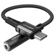 USB-C v 3.5mm audio (female) adapter Acefast "Braided" 18 cm z vgrajenim DAC - črn