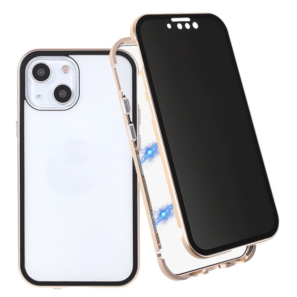 Magnetni full-body ovitek za iPhone 13 "Stronghold Dark" z zatemnjenim privacy steklom - zlate barve