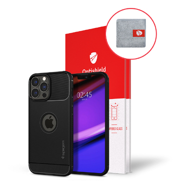 Sleek Shield 4-delni paket s Spigen ovitkom, dvema stekloma in čistilno krpico