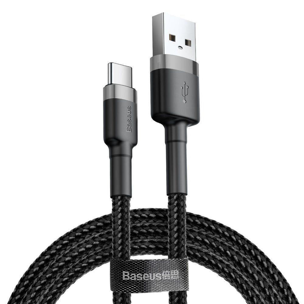 USB-C pleten kabel Baseus "Cafule" 2A - 3m - črno-siv