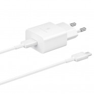 Originalen stenski polnilec Samsung T1510XWEGEU 15W z USB-C izhodom ter polnilni in podatkovni kabel Samsung EP-DA705BWEGWW USB-C v USB-C 2A - bel
