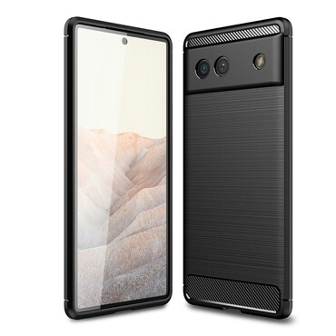TPU gel ovitek "Brushed Carbon" za Google Pixel 6a - črn