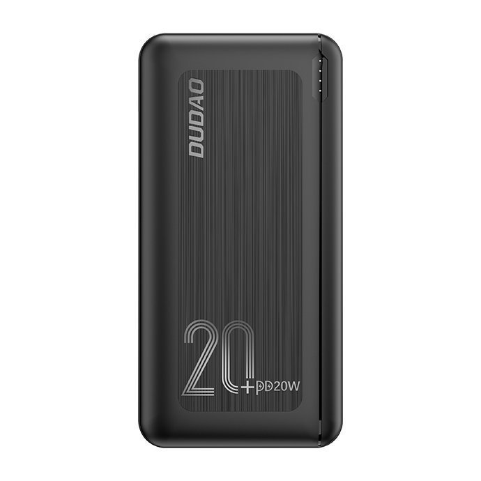 Power bank Dudao "Boost" - prenosna baterija z USB-C in dvema USB izhodoma ter hitrim polnjenjem PD, QC 3.0 20 W - 20000 mAh - črn