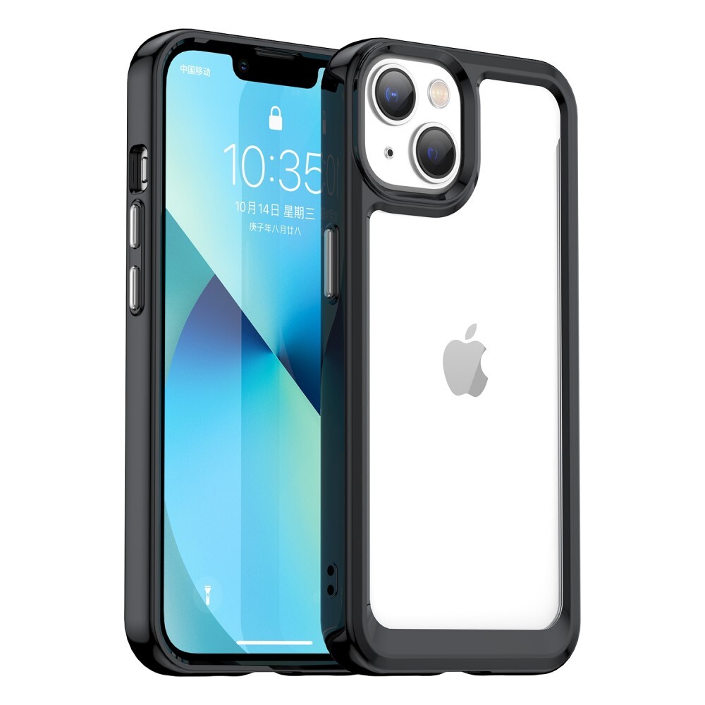 Hibriden ovitek "Frame Shield" za iPhone 14 Plus - črn