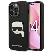 Originalen ovitek Karl Lagerfeld "Karls Head" Saffiano za iPhone 14 Pro - črn