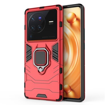 Robusten ovitek "Impact X Ring" za Vivo X80 Pro - rdeč