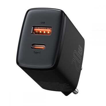Polnilec za telefon Baseus "Double Port" - stenski polnilec z USB in USB-C vhodoma 20W PD/QC3.0 - črn Polnilec za telefon Baseus "Double Port" - stenski polnilec z USB in USB-C vhodoma 20W PD/QC3.0 - črn