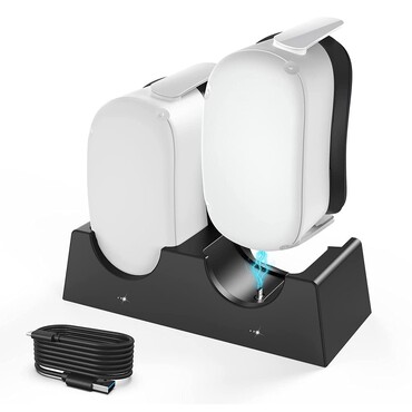 Dvojna polnilna postaja za Oculus Quest 2 VR očala z USB-C vhodom - črna Dvojna polnilna postaja za Oculus Quest 2 VR očala z USB-C vhodom - črna