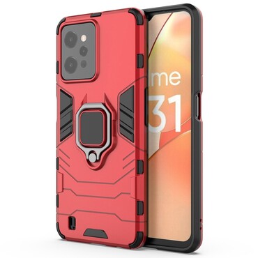 Robusten ovitek "Impact X Ring" za Realme C31 - rdeč