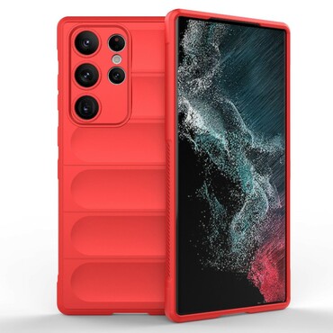 Robusten ovitek "Waves" za Samsung Galaxy S23 Ultra - rdeč
