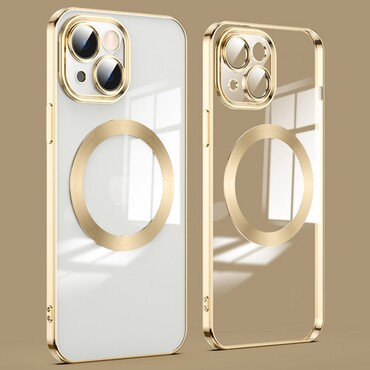 Hibridni ovitek "MagProtect" z zaščito zadnje kamere in magnetom MagSafe za iPhone 14 - gold