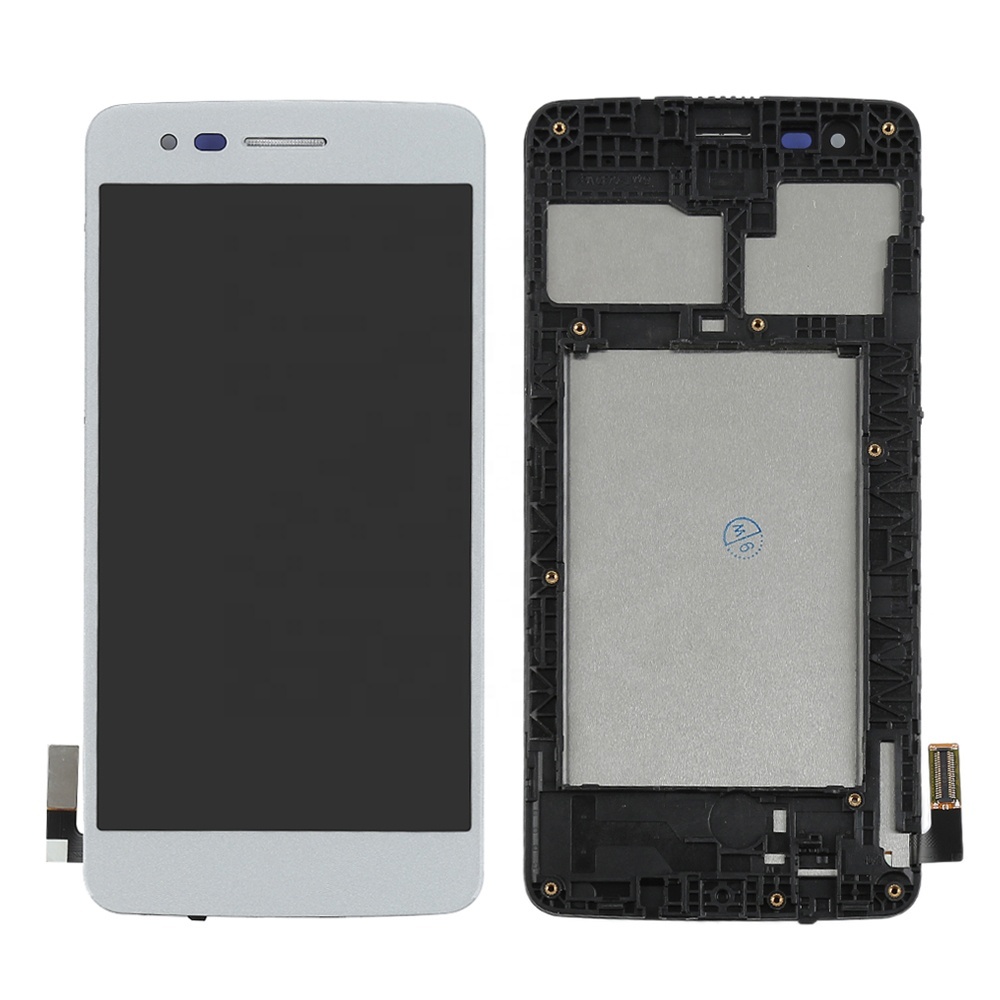 LCD zaslon z okvirjem za LG K8 - bel - OEM