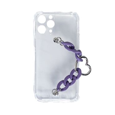 Silikonski ovitek za iPhone 11 Pro Max "Purple Lolly" z zapestnico za prenašanje