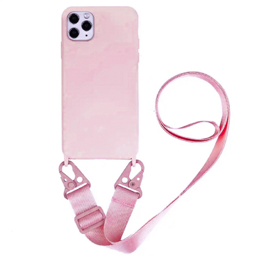 Silikonski ovitek za iPhone 11 "Strapy" s trakom za prenašanje - beige