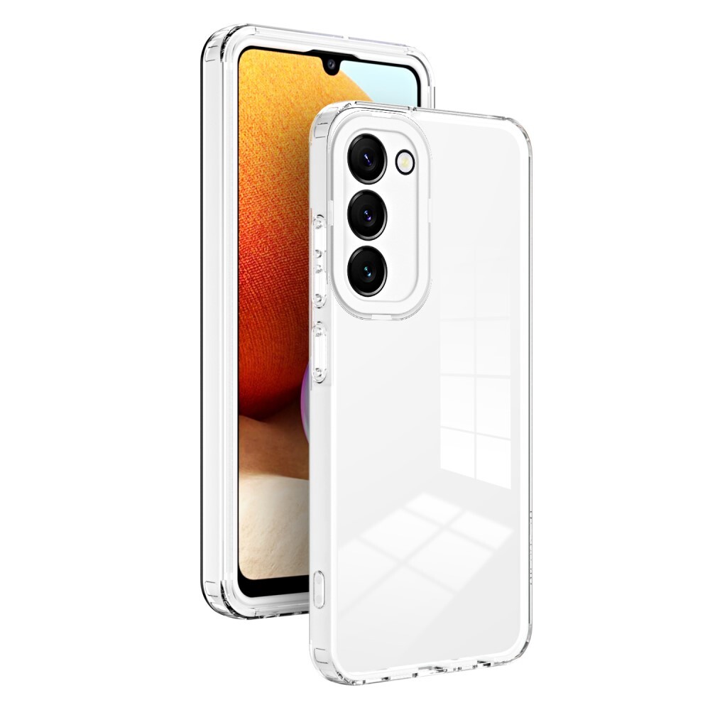 Hibridni ovitek "Crystal Bumper" z vgrajeno zaščito zadnje kamere za Samsung Galaxy S23 - metallic white