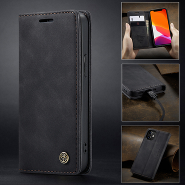 Etui CaseMe MagFlip za iPhone 12 Mini z najvišjim nivojem zaščite in samodejnim magnetnim zapiranjem - smooth black