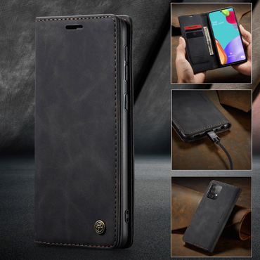 Etui CaseMe MagFlip za Samsung Galaxy A52 / Galaxy A52 5G / Galaxy A52s 5G z najvišjim nivojem zaščite in samodejnim magnetnim zapiranjem - smooth black